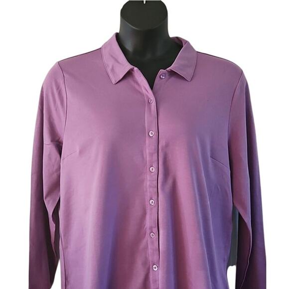 NWOT Isaac Mizrahi Live! Essentials Women’s Lavender Button-Up Shirt Size XLP - Picture 6 of 6